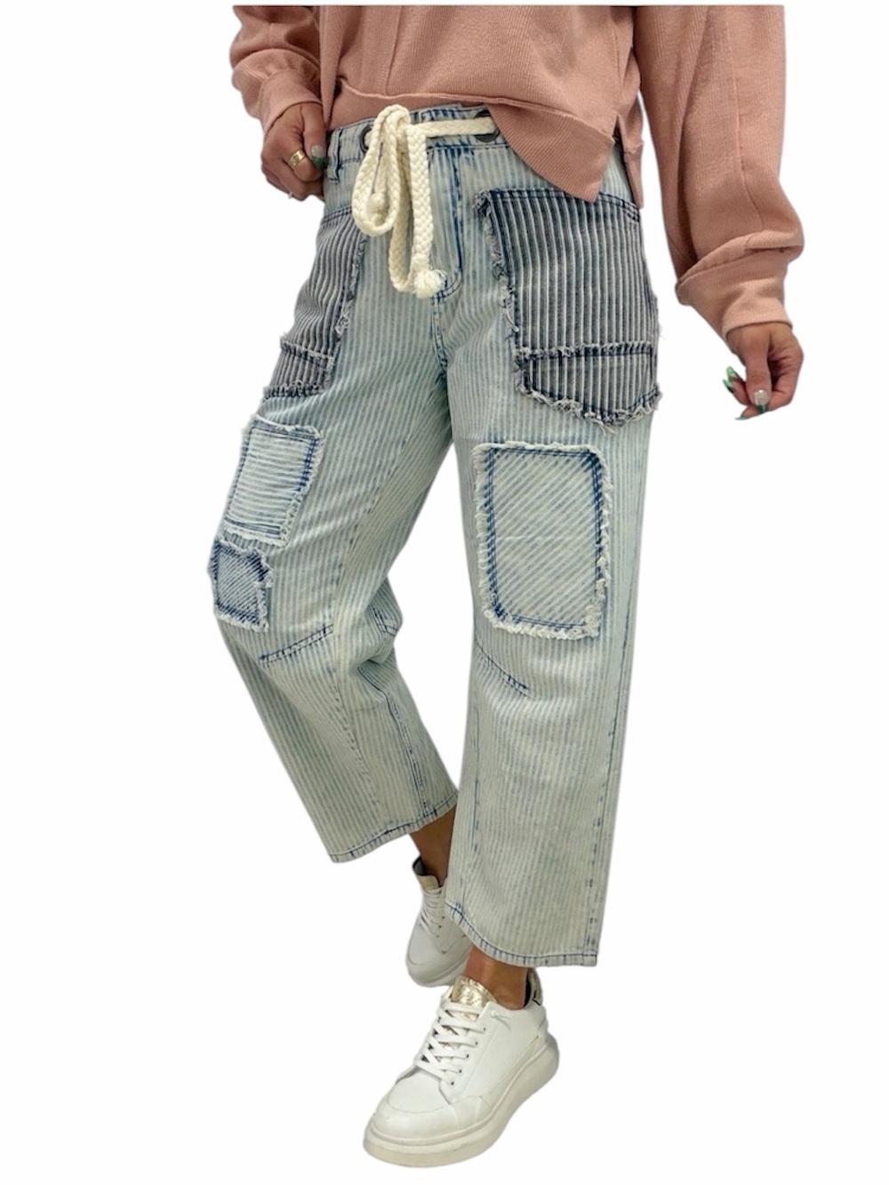 Oli & Hali | Sweet Horizon Boho Stripe Pants Rope Belt Size XL